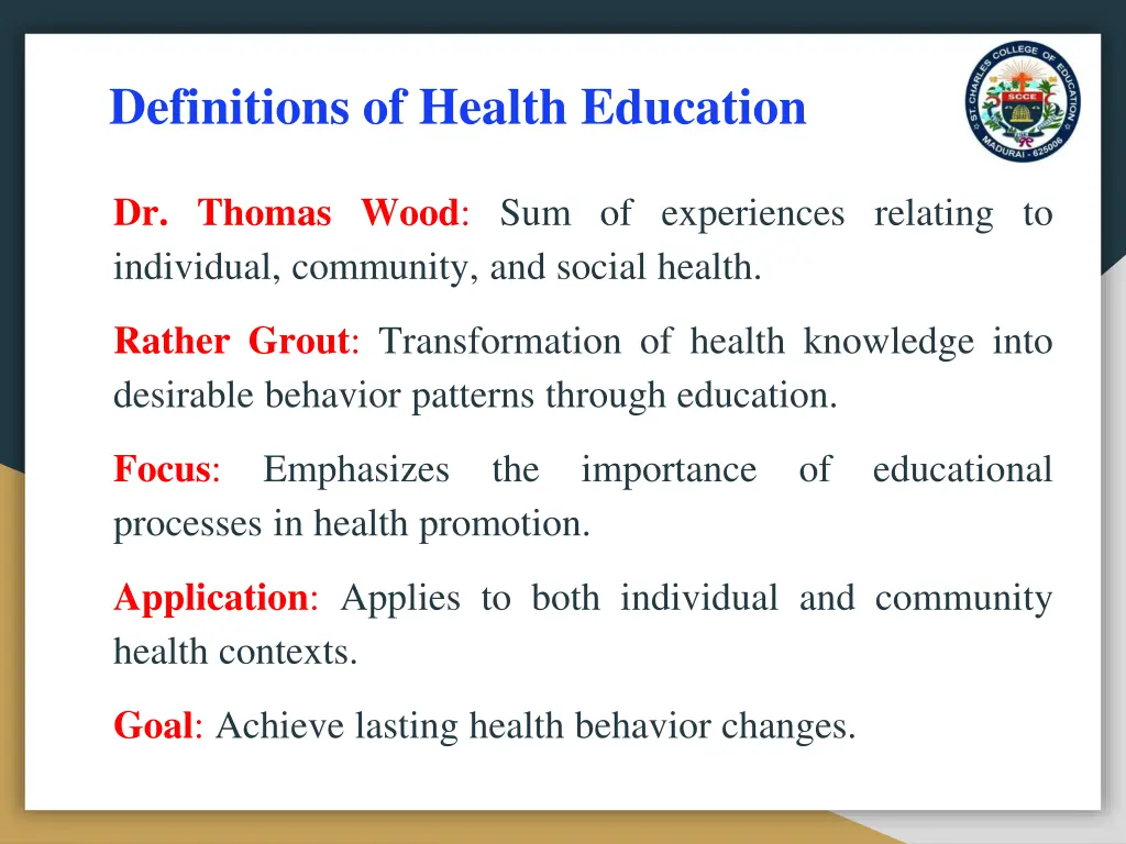 definitions of health education