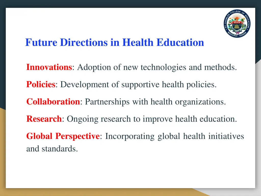 future directions in health education