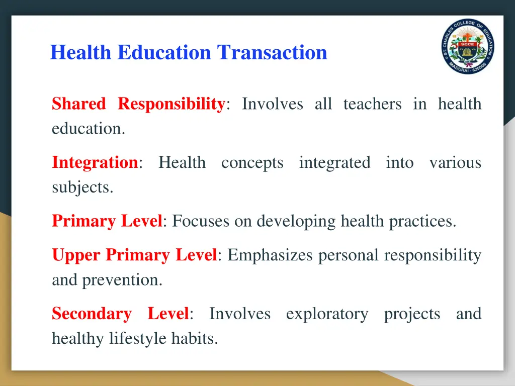 health education transaction