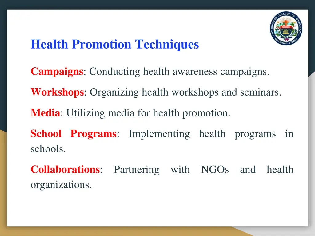 health promotion techniques
