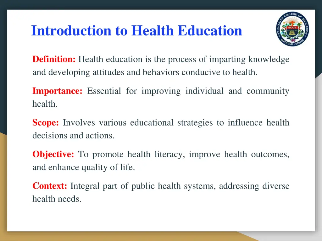 introduction to health education