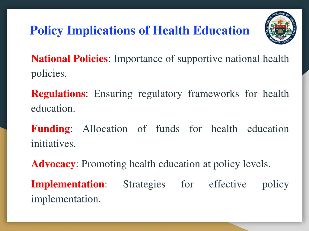 policy implications of health education