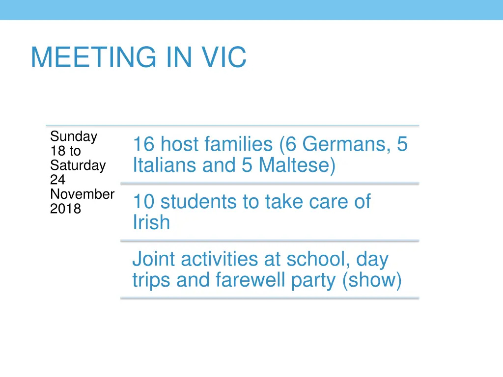 meeting in vic