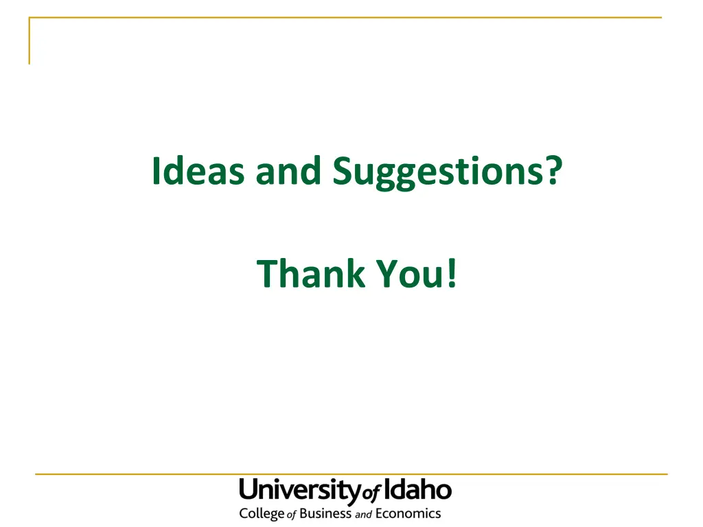 ideas and suggestions
