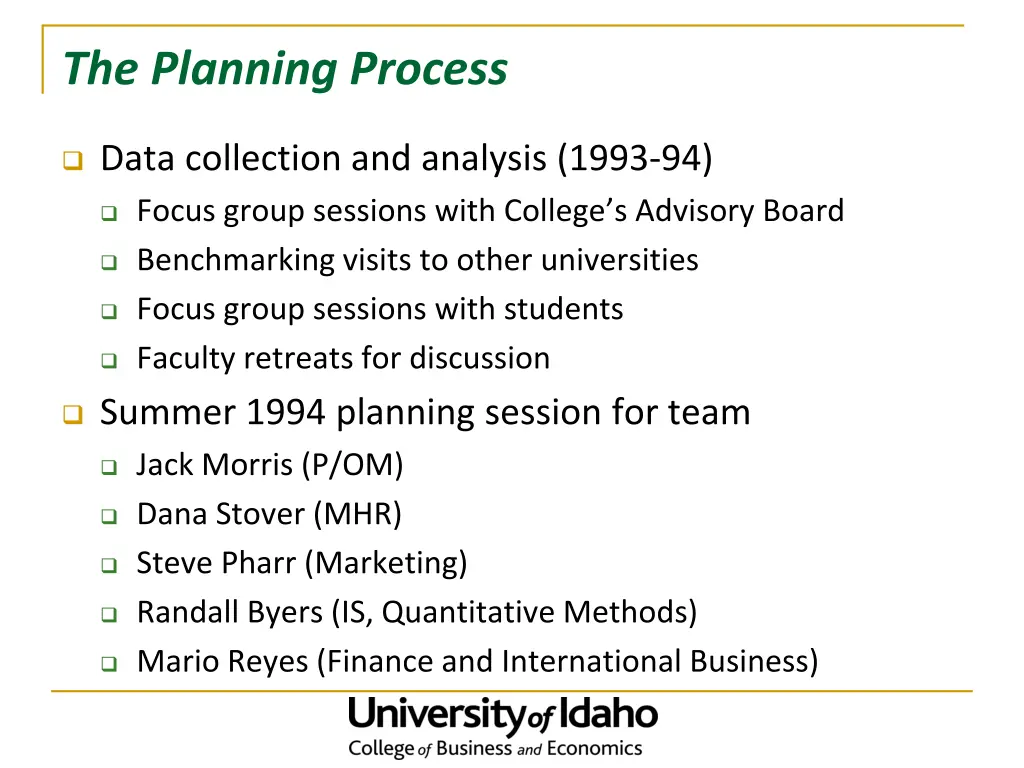 the planning process
