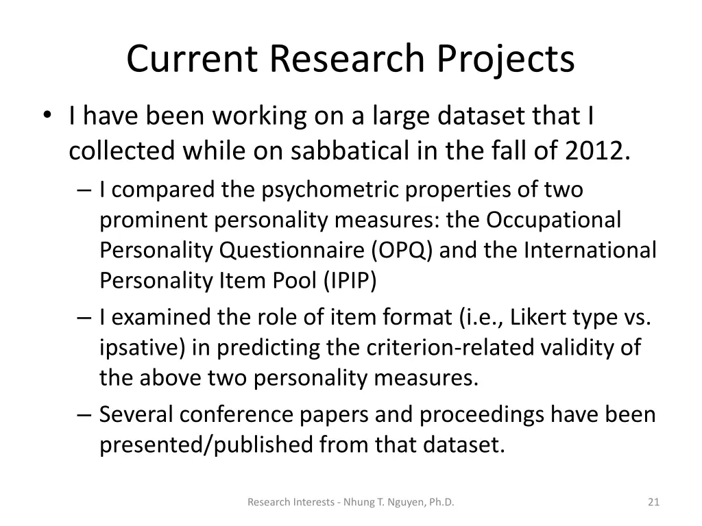 current research projects