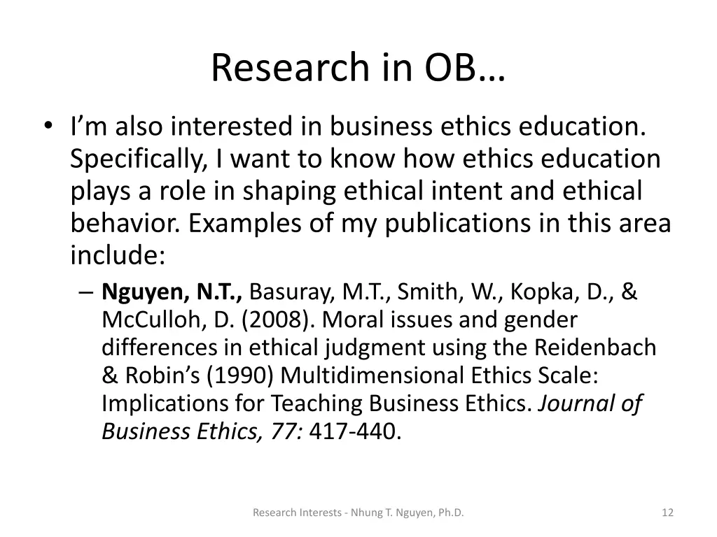 research in ob 1