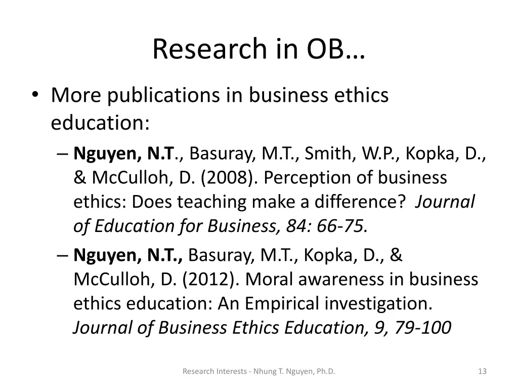 research in ob 2