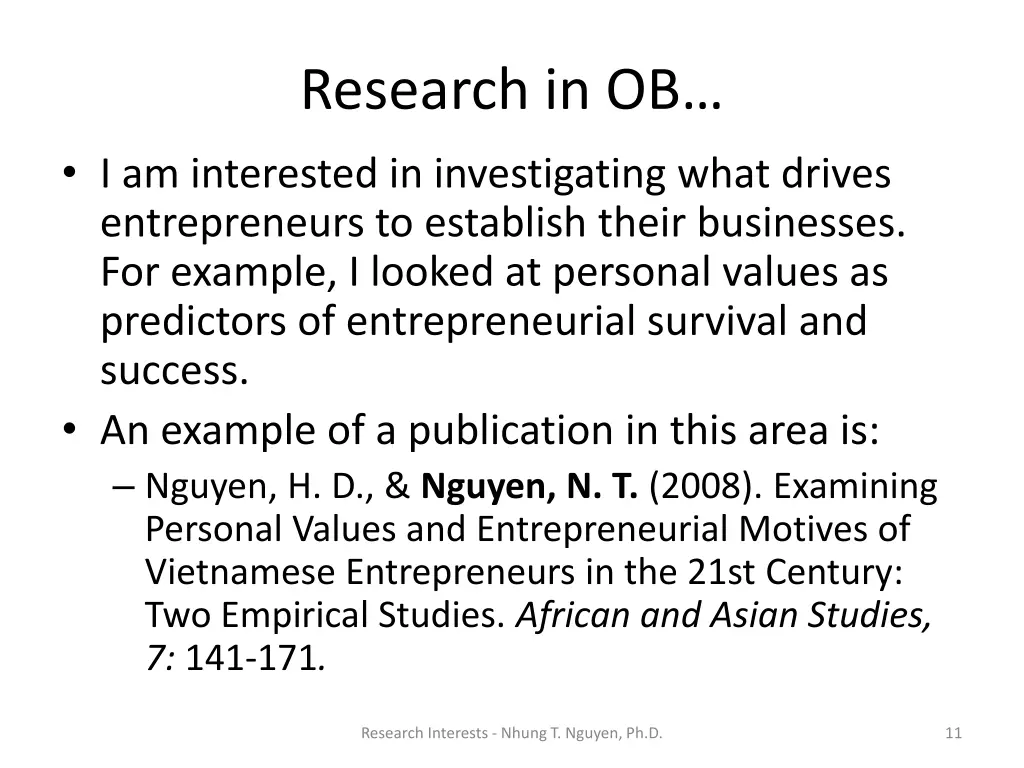 research in ob