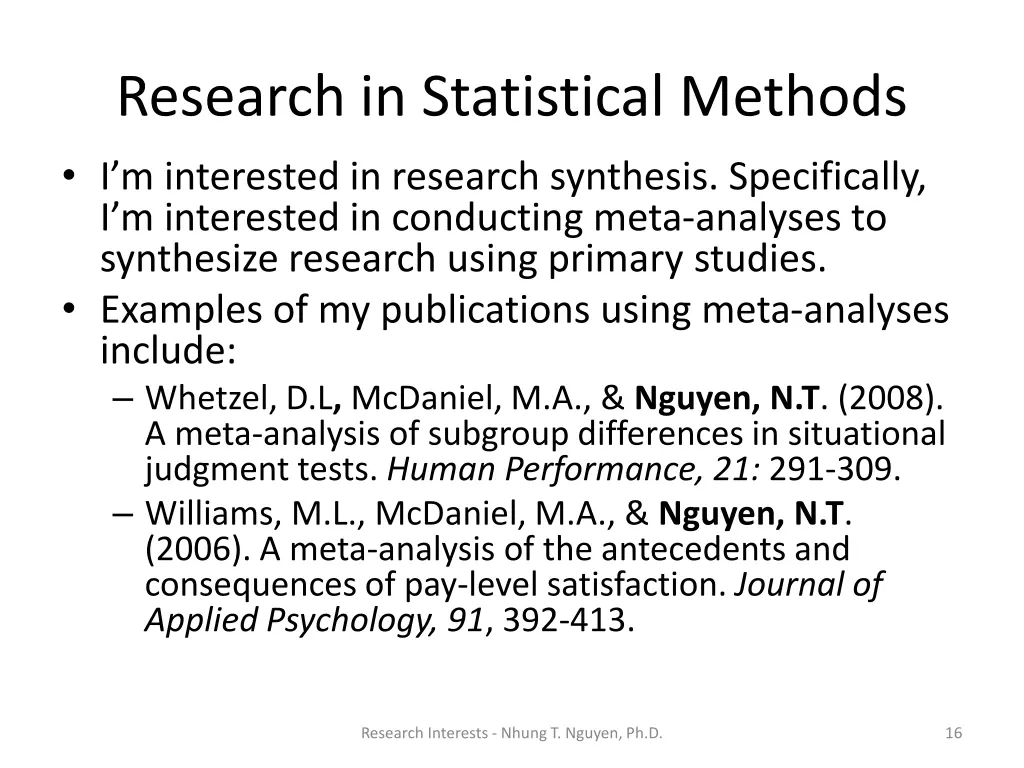 research in statistical methods i m interested