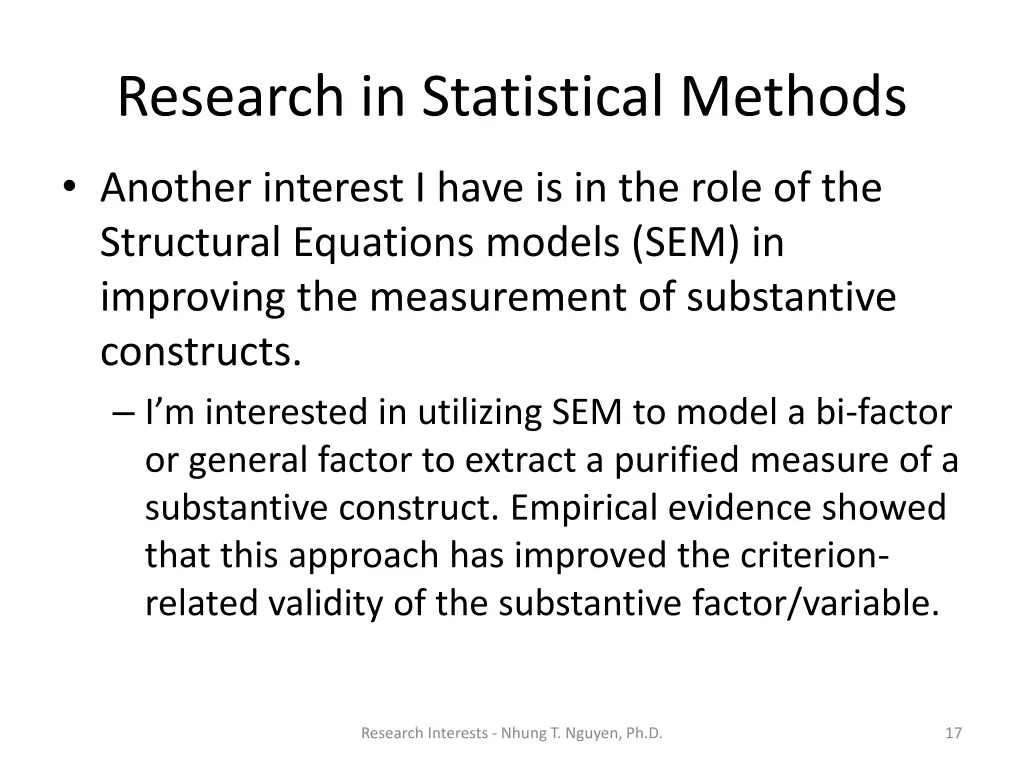 research in statistical methods