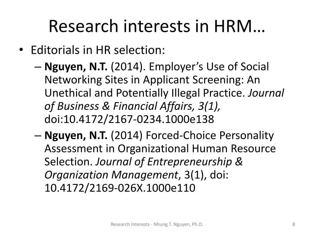 research interests in hrm editorials