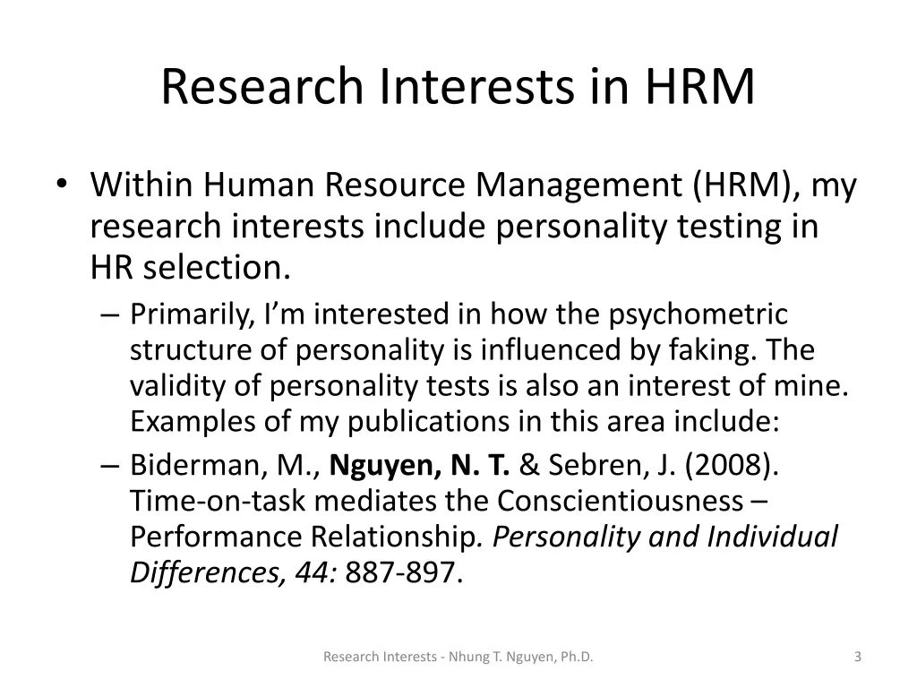 research interests in hrm