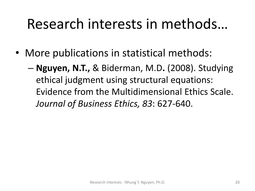 research interests in methods
