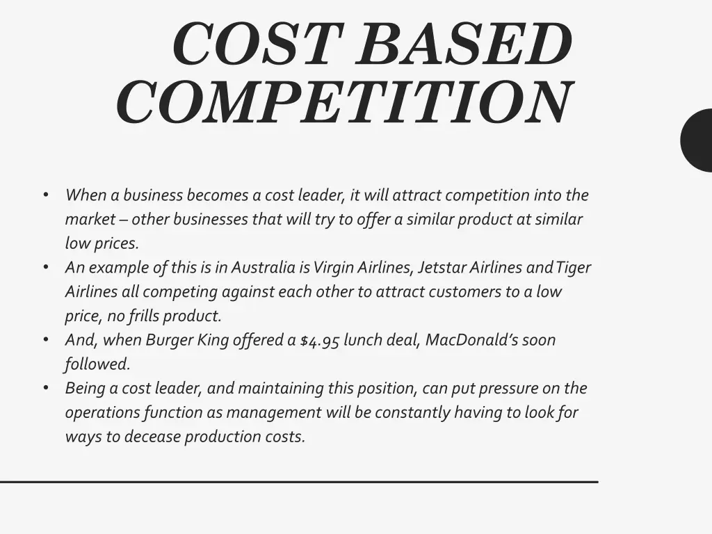 cost based competition