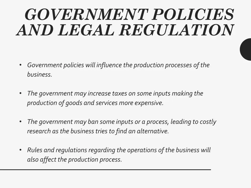 government policies and legal regulation