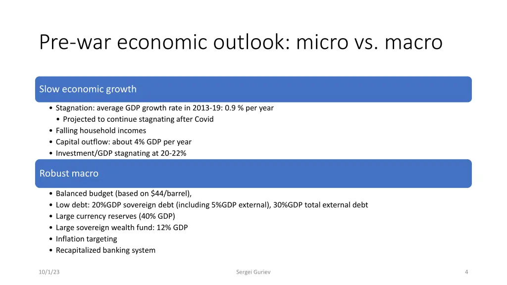 pre war economic outlook micro vs macro
