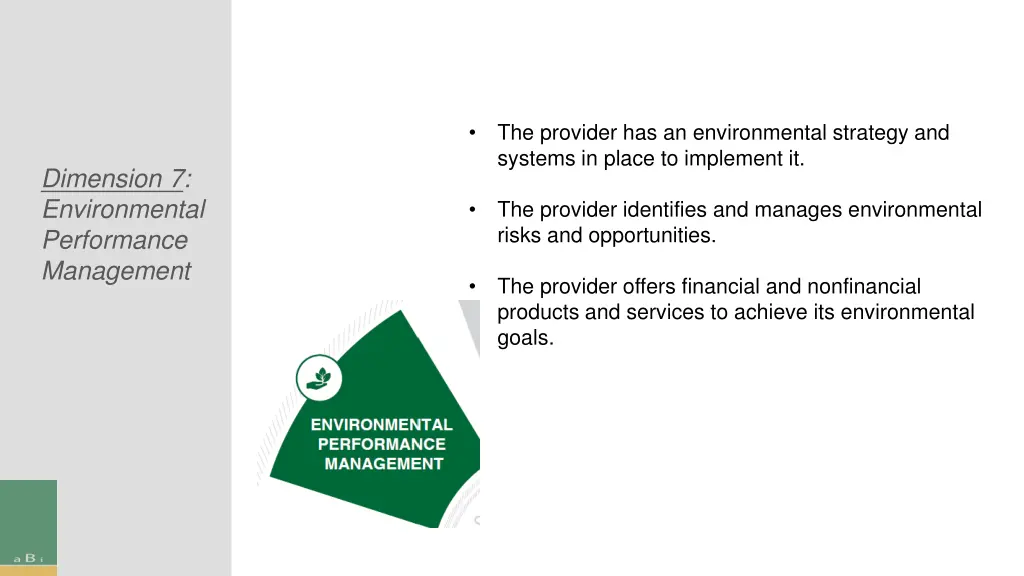 the provider has an environmental strategy