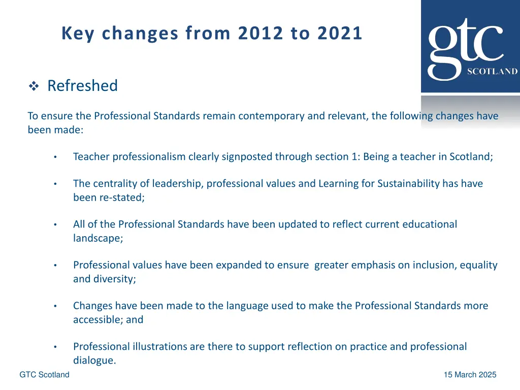 key changes from 2012 to 2021 2