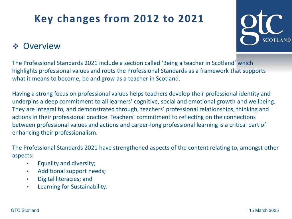 key changes from 2012 to 2021
