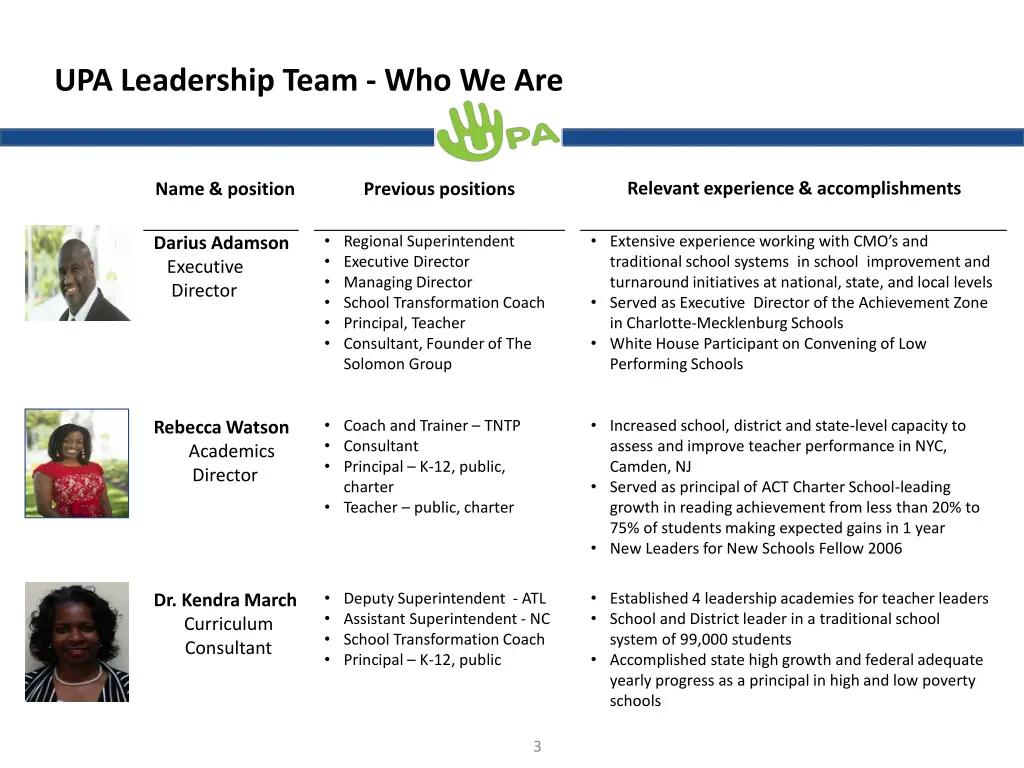 upa leadership team who we are