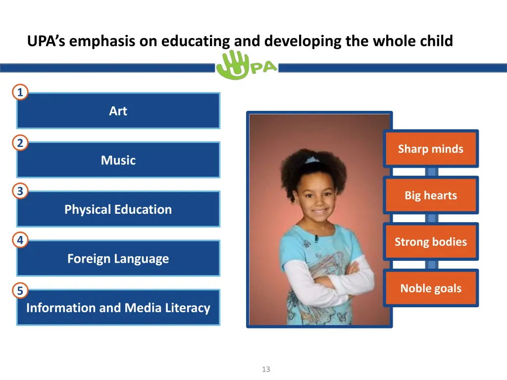 upa s emphasis on educating and developing