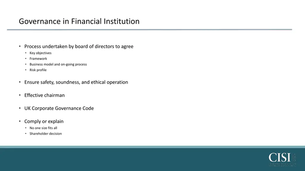governance in financial institution