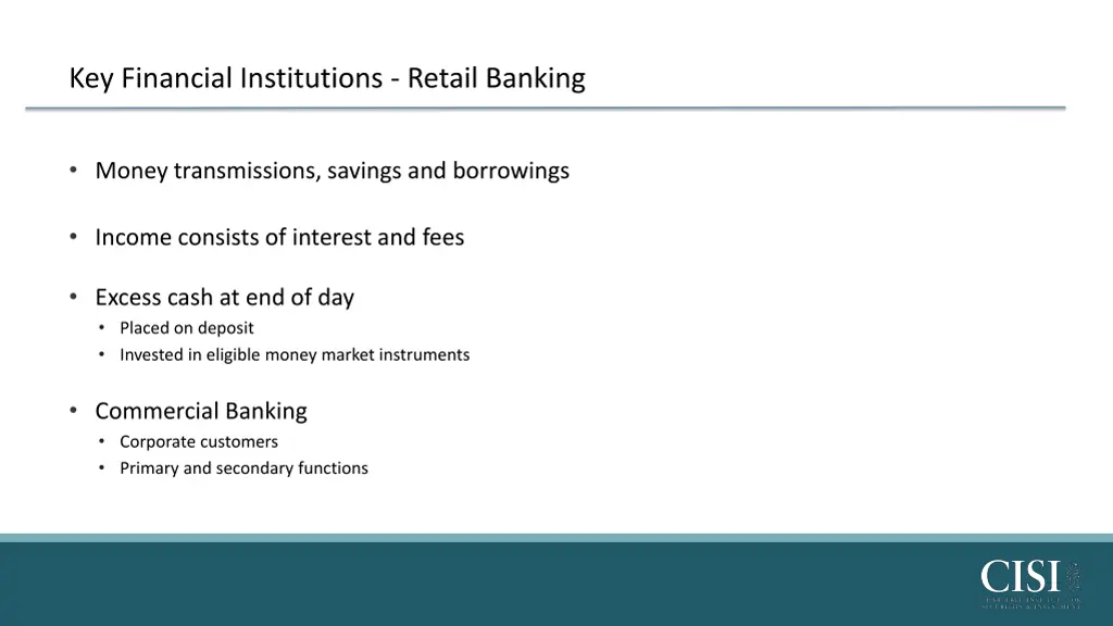 key financial institutions retail banking