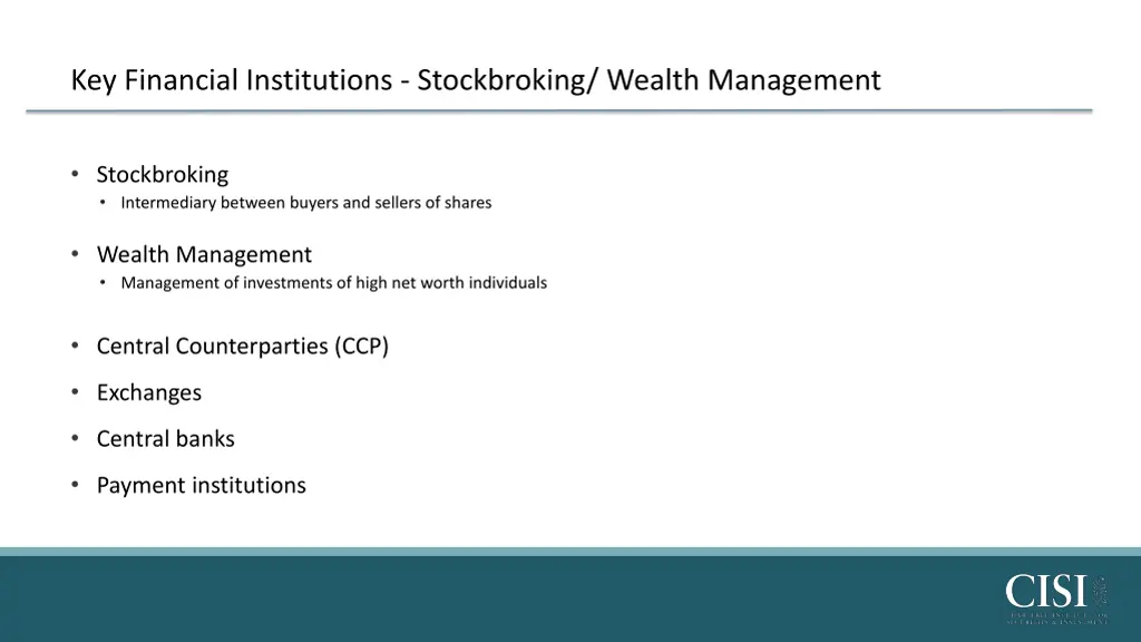 key financial institutions stockbroking wealth