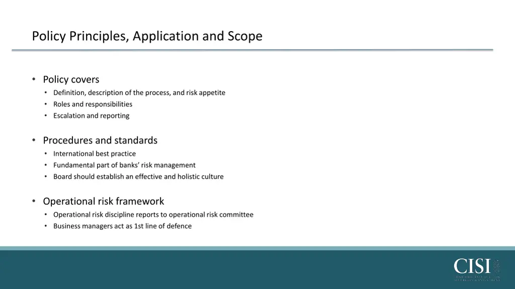policy principles application and scope