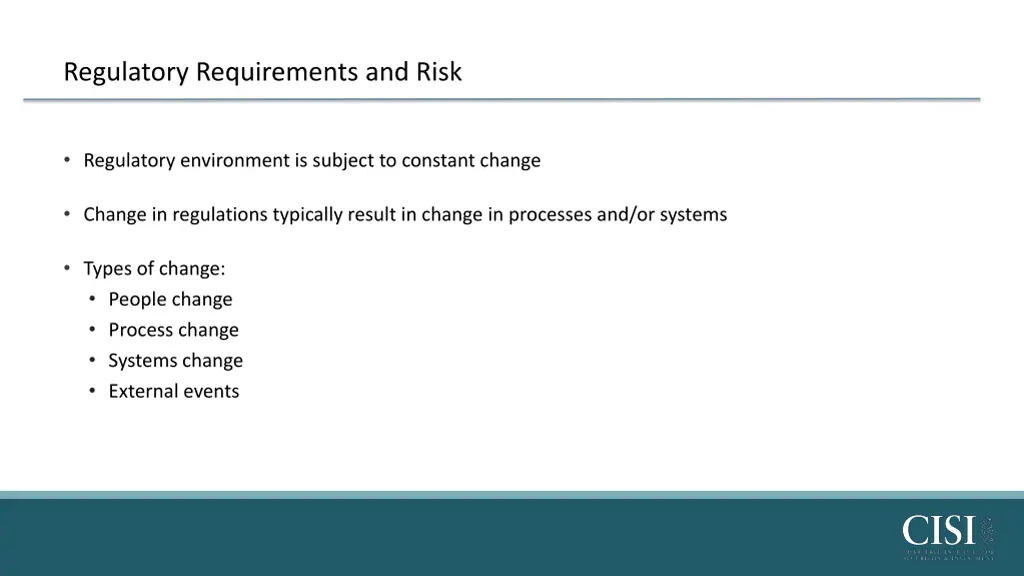 regulatory requirements and risk
