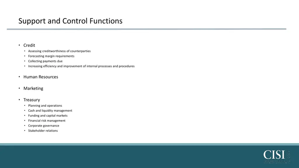 support and control functions 1