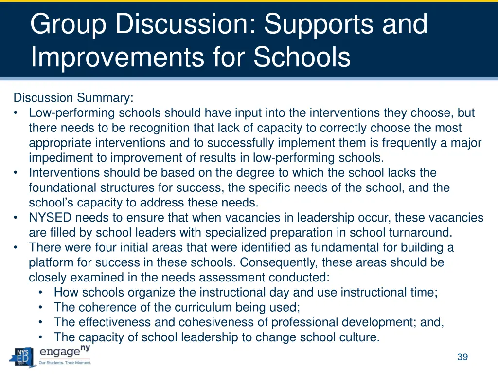 group discussion supports and improvements