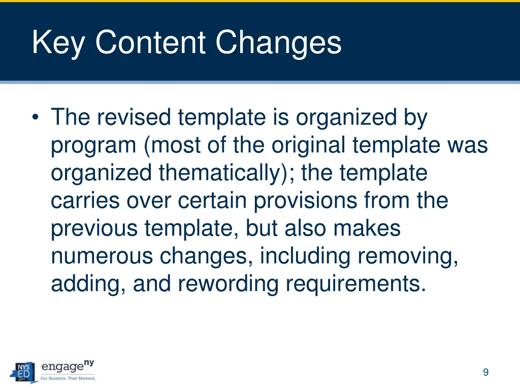 key content changes