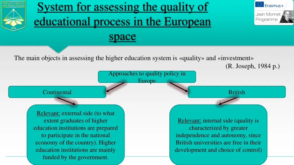 system for assessing the quality of educational