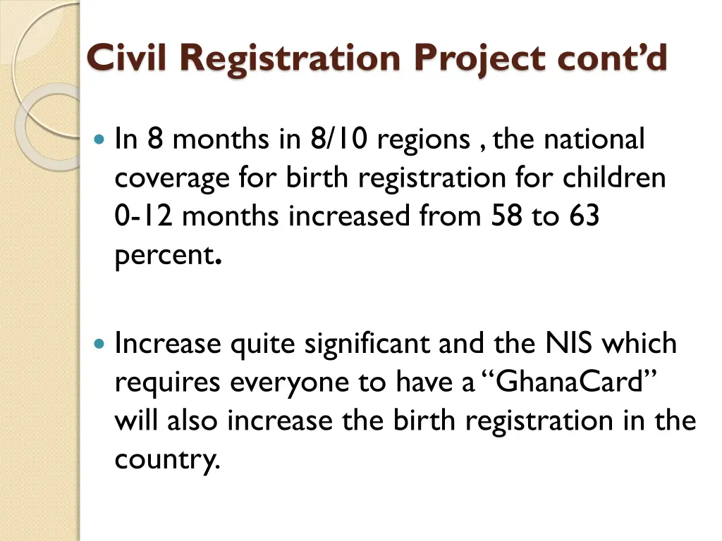 civil registration project cont d