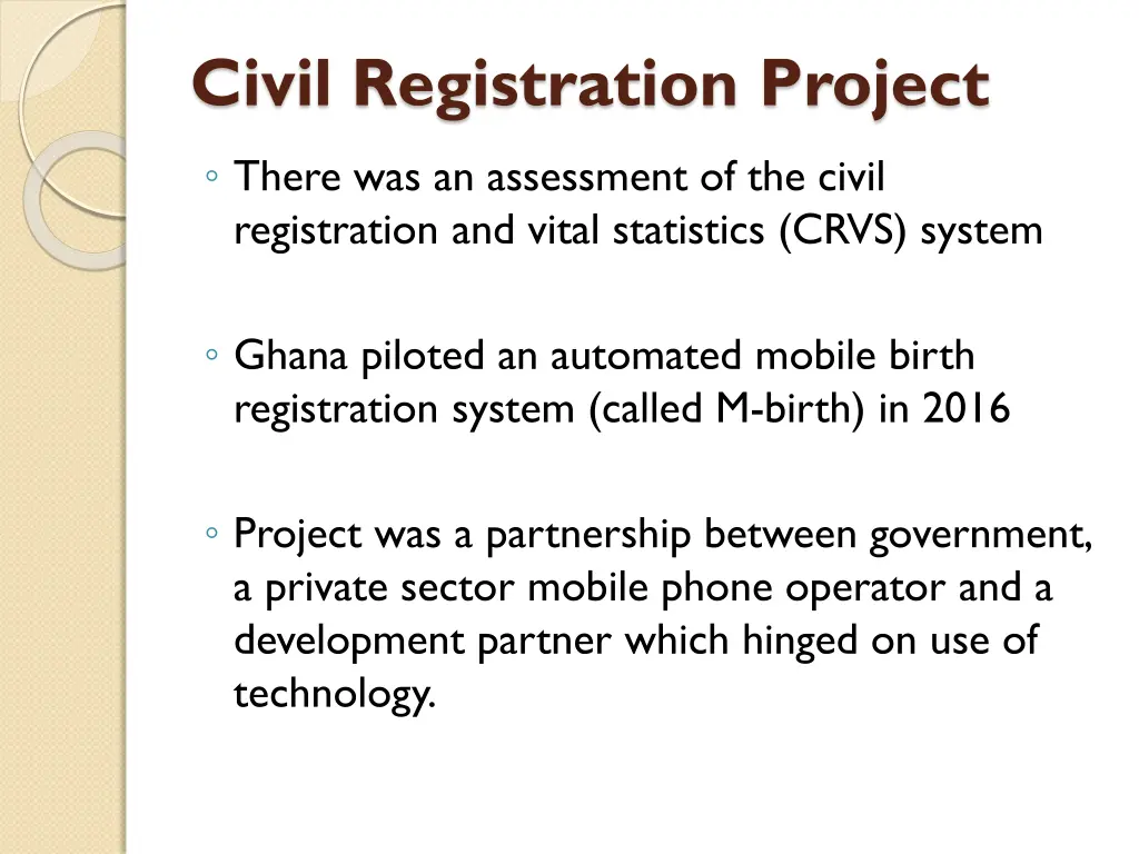 civil registration project