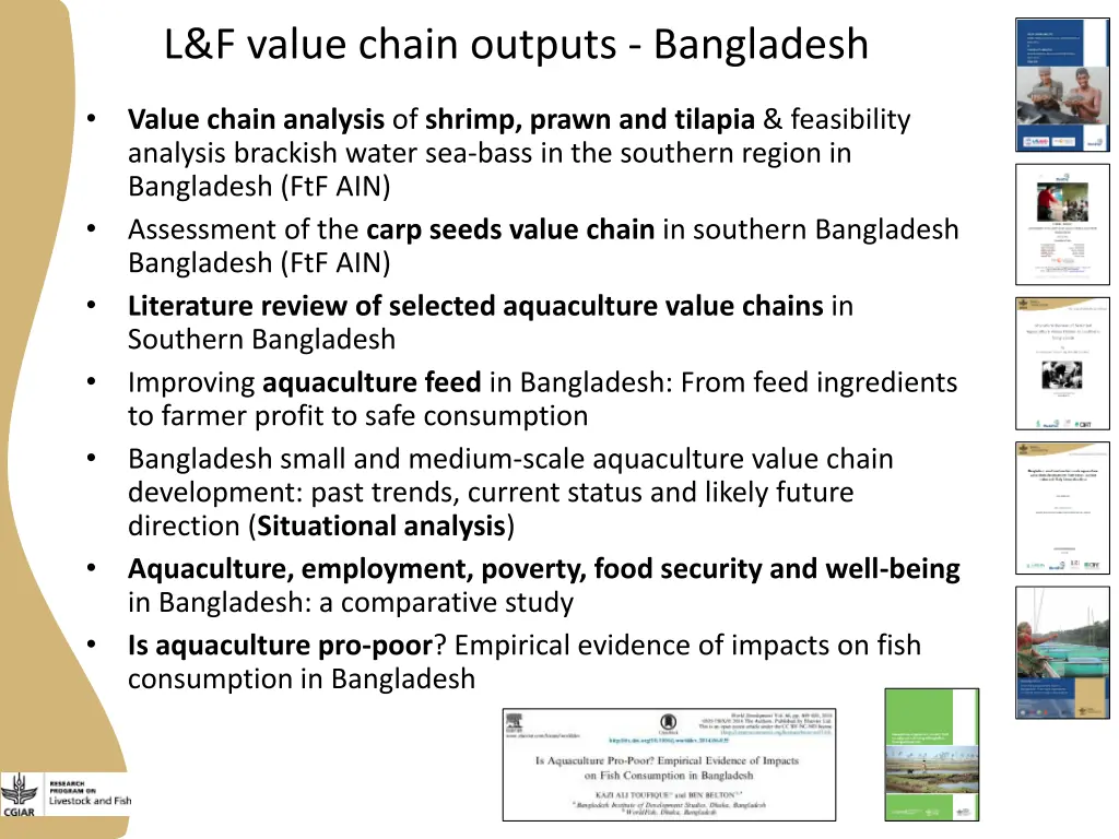 l f value chain outputs bangladesh