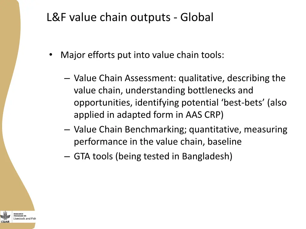 l f value chain outputs global