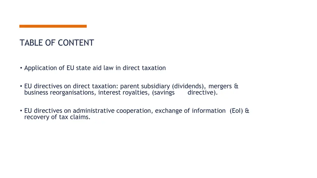 table of content 1
