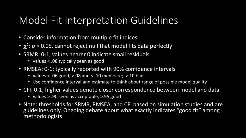 model fit interpretation guidelines