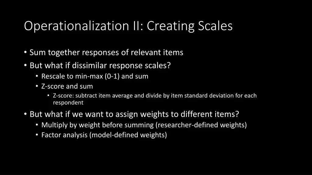 operationalization ii creating scales