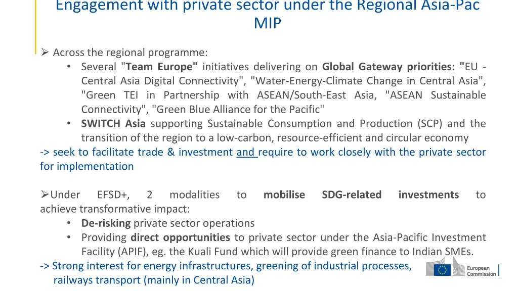 engagement with private sector under the regional