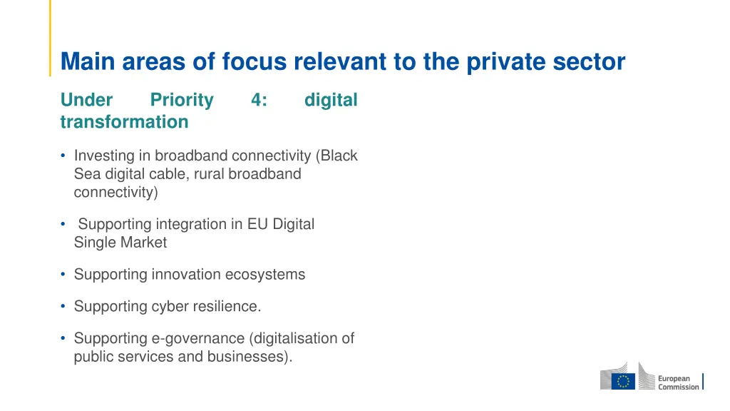 main areas of focus relevant to the private sector 2