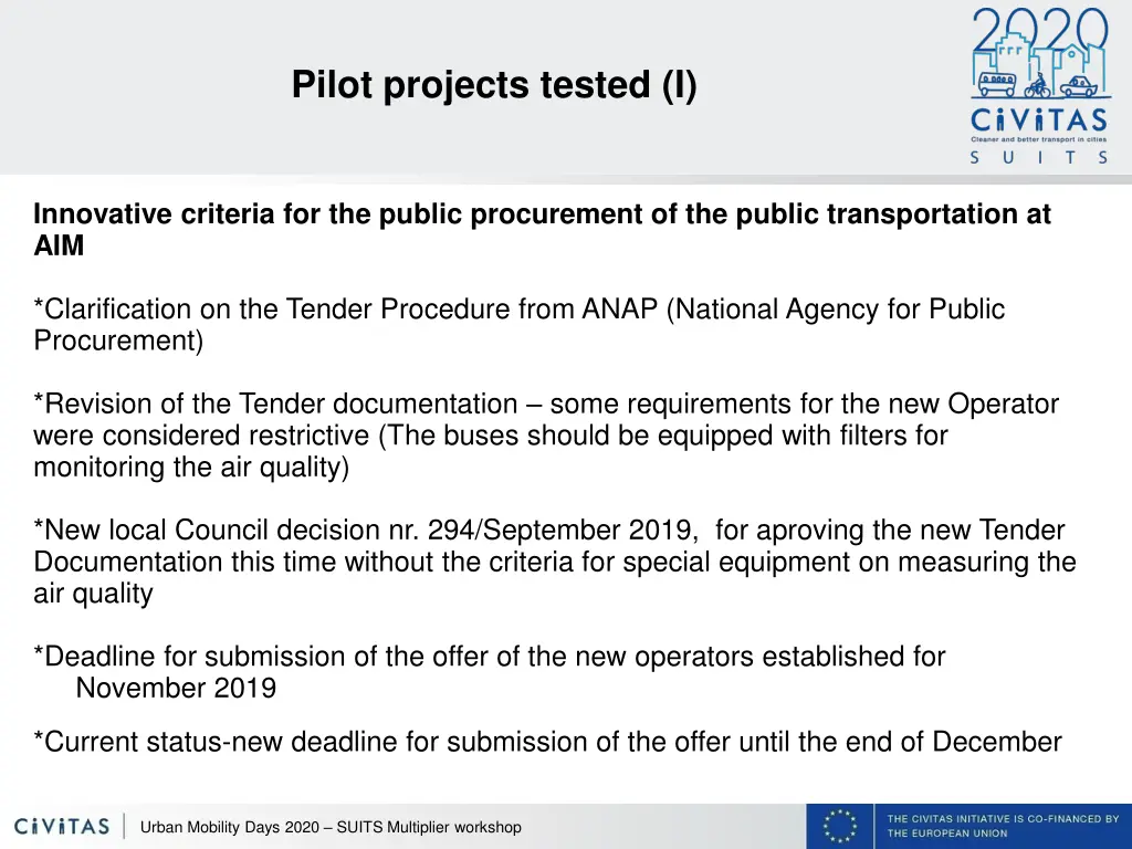 pilot projects tested i 1