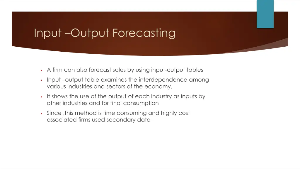 input output forecasting