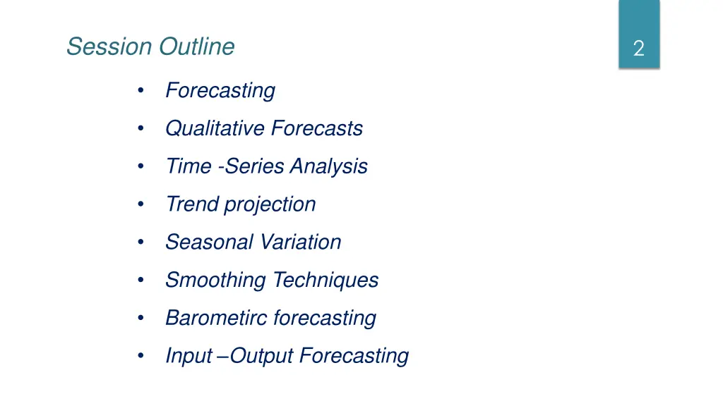 session outline