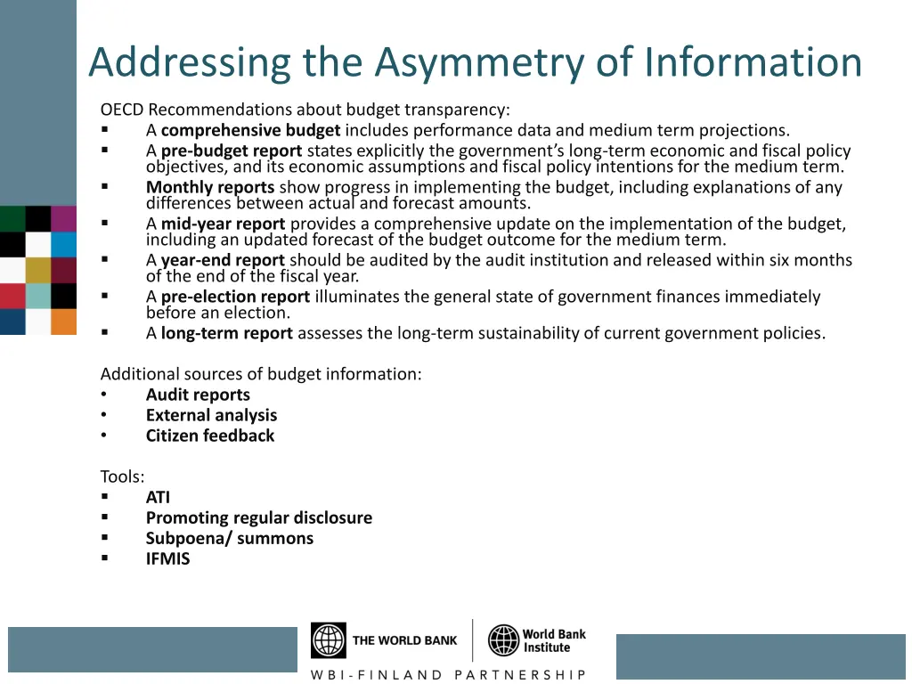 addressing the asymmetry of information