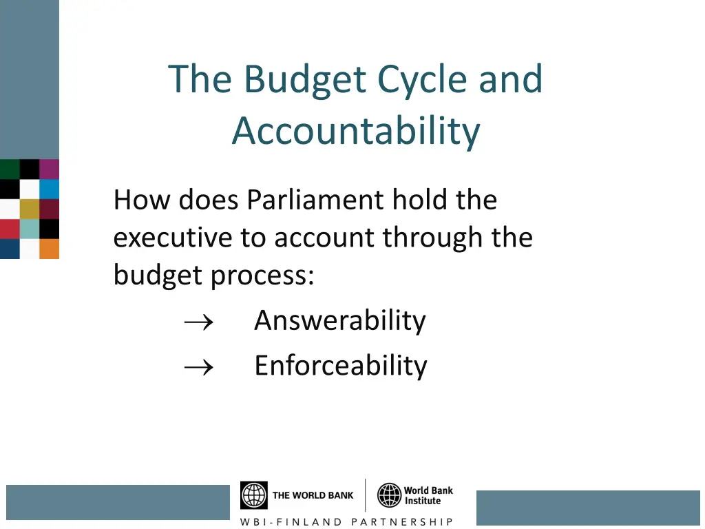 the budget cycle and accountability