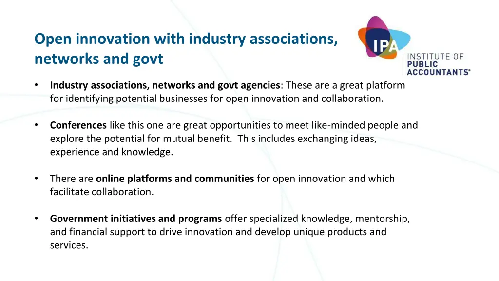 open innovation with industry associations